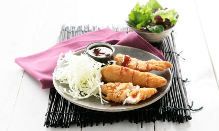 Filetes de gallo empanado con salsa tonkatsu y ensalada de col